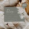 Boho Greenery RSVP Cards Template | Reply Card | QR Code Response Card