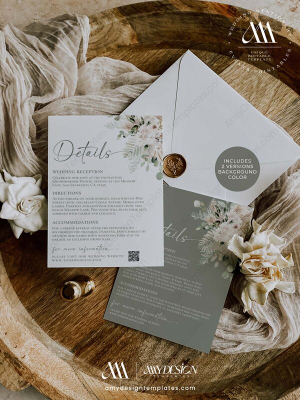 Greenery Wedding Invitation Card | Boho Rustic Wedding Invite Template Greenery Wedding Invitation Card | Boho Rustic Wedding Invite Template