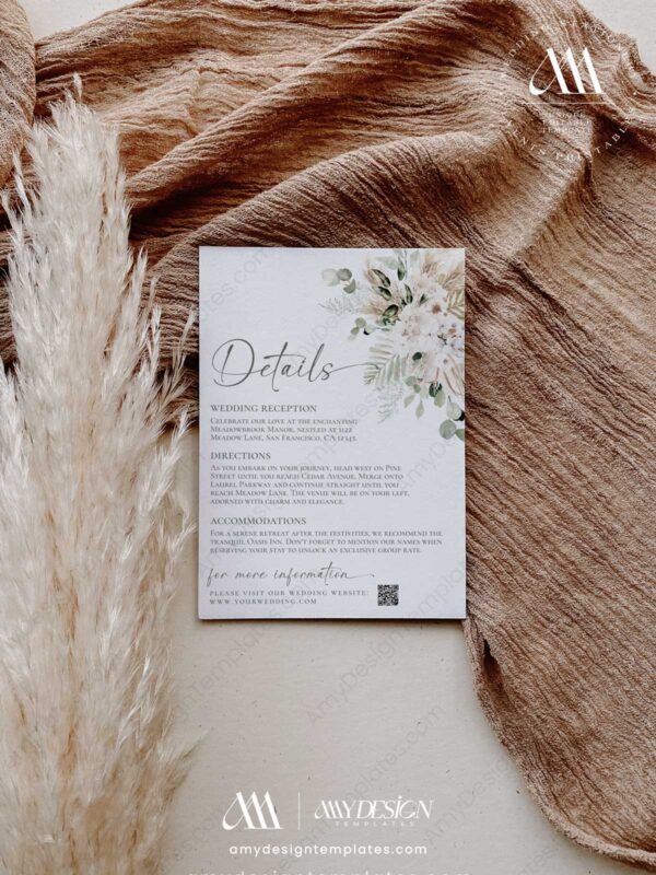 Greenery Wedding Invitation Card | Boho Rustic Wedding Invite Template Greenery Wedding Invitation Card | Boho Rustic Wedding Invite Template