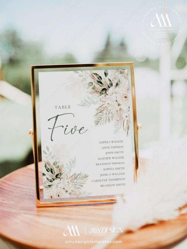 Boho Greenery Wedding Template Bundle | 50+ Templates Editable Sage Green Invitation Suite Boho Greenery Wedding Template Bundle | Seating Chart Cards