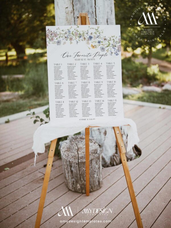 Wildflower Wedding Reception Sign Bundle Templates | Signage Printable Editable Wildflower Wedding Reception Sign Bundle Templates - Seating Chart Signs