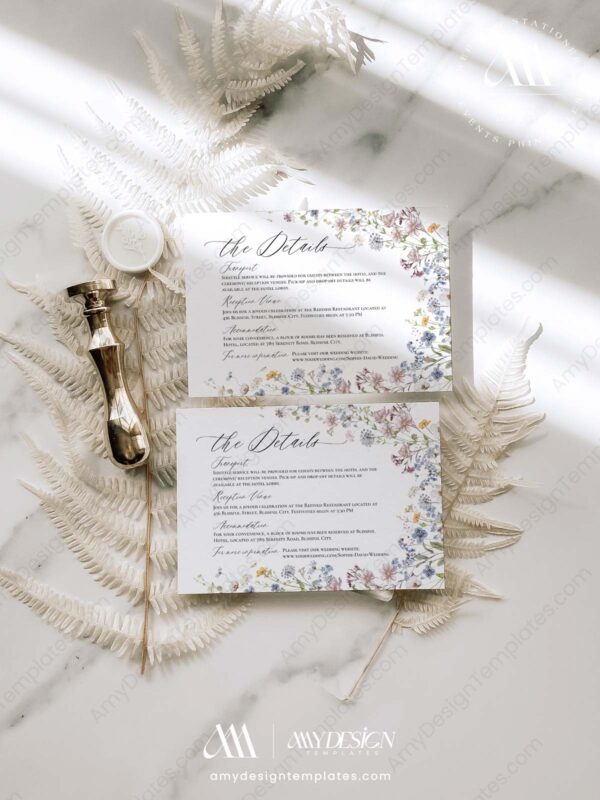 Alternative view of Wildflower Wedding Enclosure Card Template Editable | Insert Card | Details Card Printable