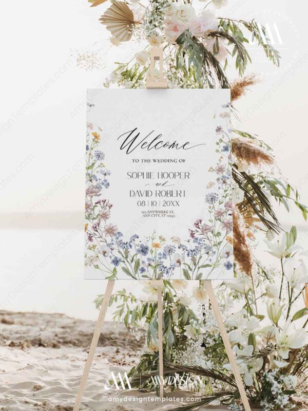 Wildflower Wedding Bundle Template | All-in-One Floral Wedding Templates Invitations & Signs Wildflower Wedding Bundle Template | Welcome Signs