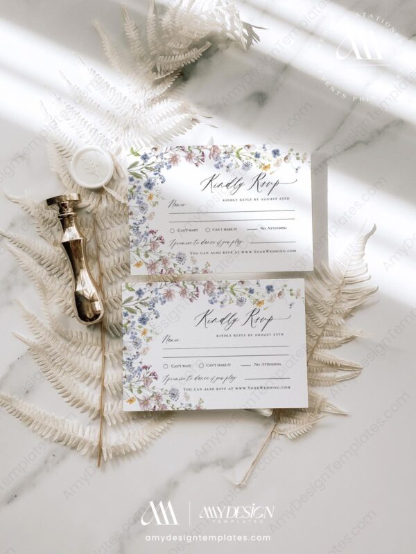 4 Wildflower Wedding Theme with RSVP Templates: The Perfect Reply A Gallery of Wildflower Wedding Theme with RSVP card D026