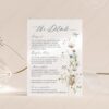 Wildflower Wedding Enclosure Card Template Editable | Wedding Invitation Insert | Detail Card Template