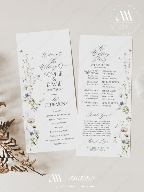 Alternative view of Programs Wedding Ceremony Template | Wildflower Wedding Program Template