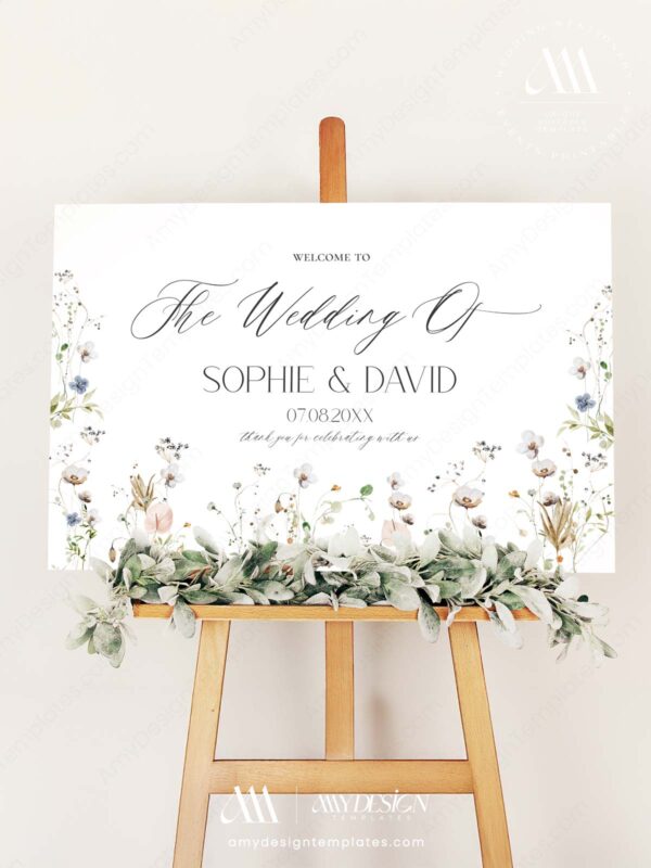 Alternative view of Boho Wildflower Wedding Welcome Sign Template | Welcome To Our Wedding