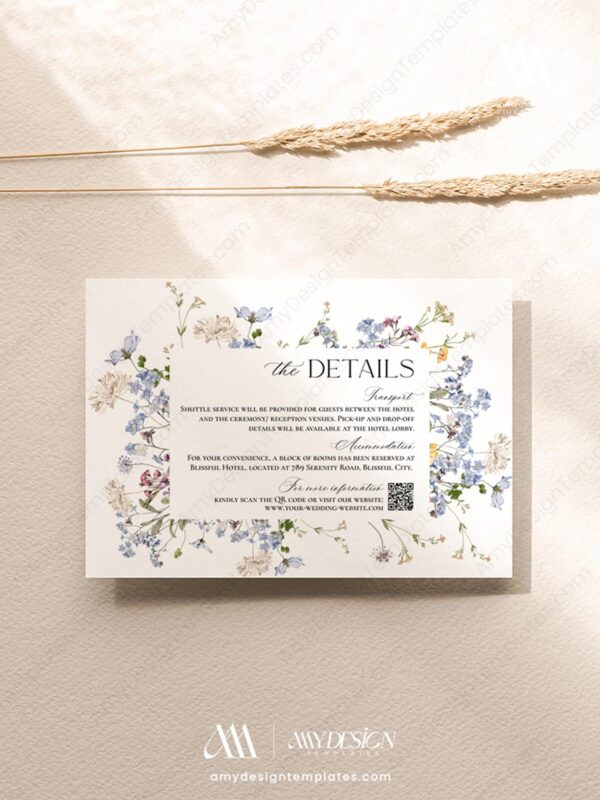 Wildflower Botanical Wedding Bundle | Complete Wedding Stationery Kit 50+ Templates Wildflower Botanical Wedding Bundle | Enclosure Cards