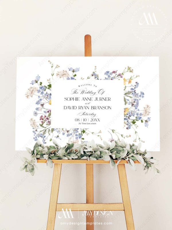 Alternative view of Wildflower Wedding Welcome Sign Template | Floral Wedding Signage Template