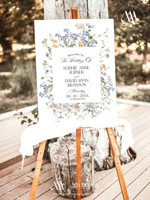 Wildflower Botanical Wedding Bundle | Complete Wedding Stationery Kit 50+ Templates Wildflower Botanical Wedding Bundle | Welcome Signs