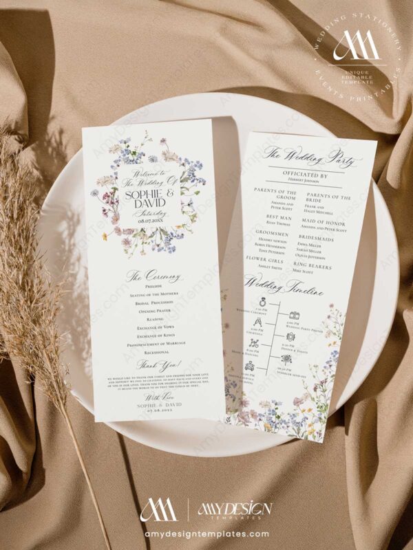 Alternative view of Wildflower Wedding Ceremony Program Template | Wedding Program Template Editable | Catholic Ceremony