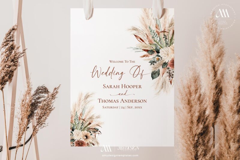 Boho Rustic Wedding Sign Printable | Wedding Welcome Sign Template