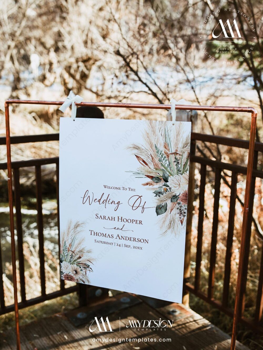 Boho Rustic Wedding Sign Printable | Wedding Welcome Sign Template