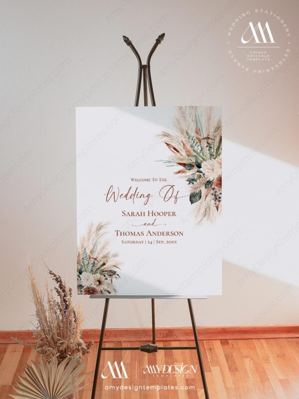 Welcome Sign Boho Rustic Wedding Template Printable