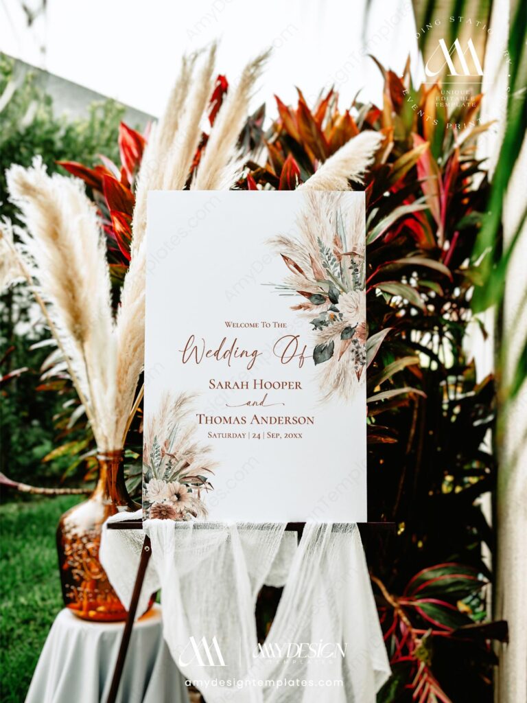 Boho Rustic Wedding Sign Printable | Wedding Welcome Sign Template