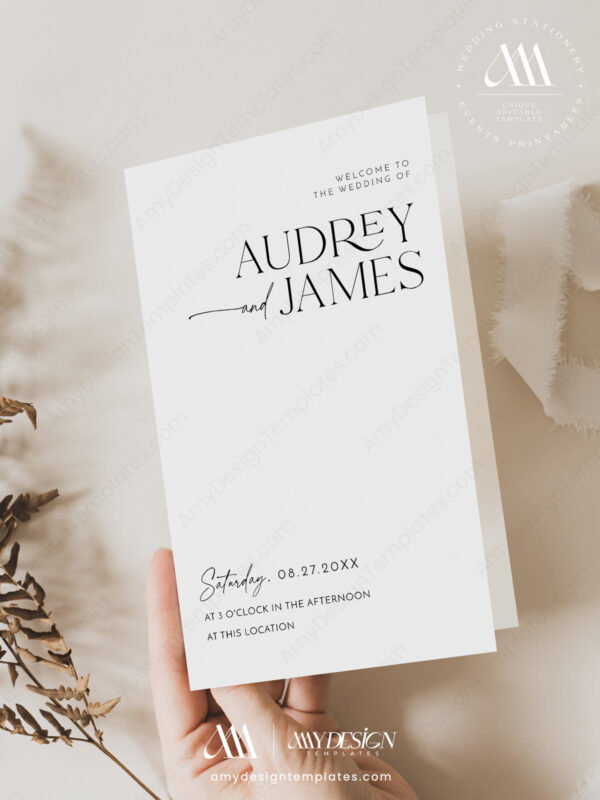 Modern Wedding Program Template | Wedding Ceremony Program Template | Minimalist Wedding
