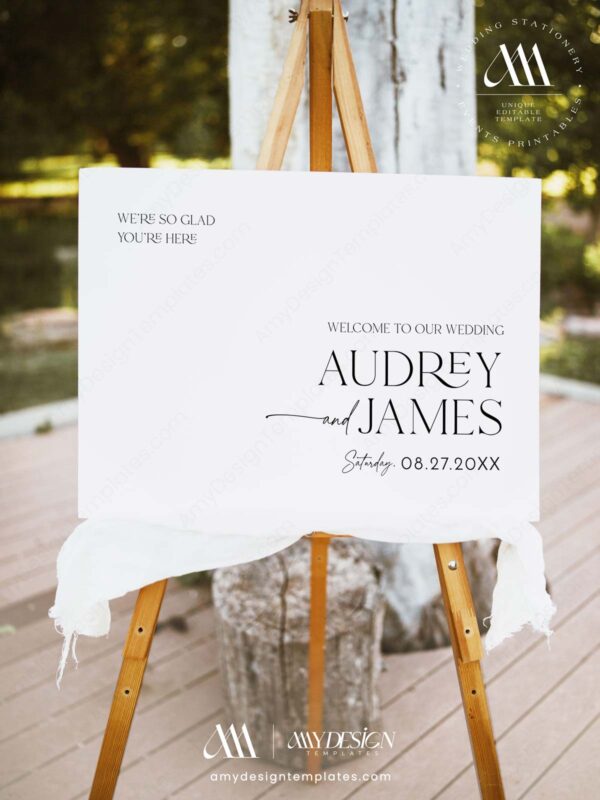 Alternative view of Modern Minimal Wedding Signage Template | Minimalist Reception Sign Wedding