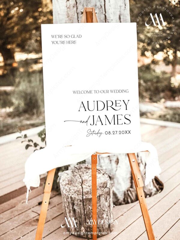Modern Minimal Wedding Signage Template | Minimalist Reception Sign Wedding