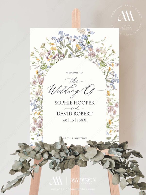 Alternative view of Arched Wildflower Sign Template | Boho Wedding Sign | DIY Wedding Signs