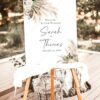 Greenery Pampas Wedding Welcome Sign | Boho Wedding DIY Printable Template E008 A Welcome Sign Greenery Pampas Wedding Template 2