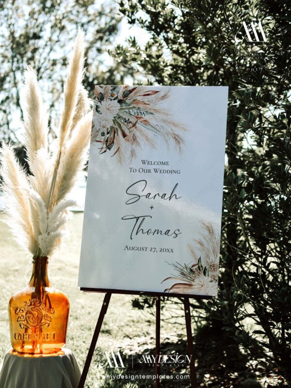 5+ Boho Greenery Wedding Welcome Sign Templates: A Blooming Welcome A Gallery of Boho Greenery Weeding Welcome Sign Styles E008-A