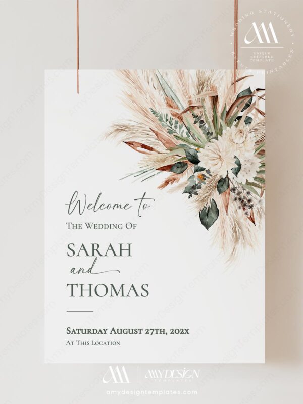 Alternative view of Rustic Boho Wedding Welcome Sign Template | Welcome To Our Wedding Greenery