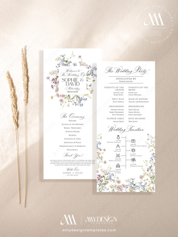 Wedding Program Template Order Of Service | Catholic Wedding Program Template | Wildflower Wedding