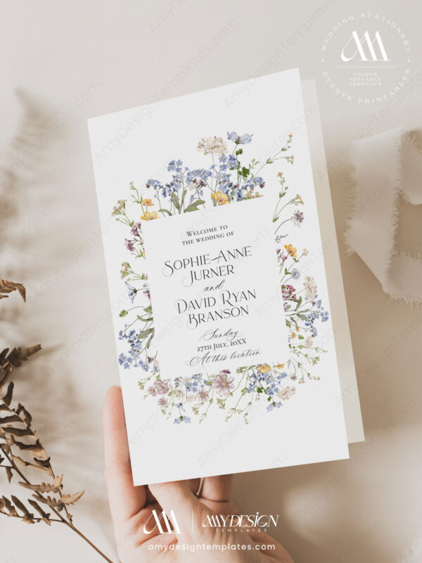 Wedding Program Template Order Of Service | Catholic Wedding Program Template | Wildflower Wedding