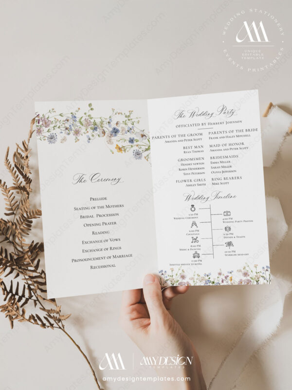 Wedding Program Template Order Of Service | Catholic Wedding Program Template | Wildflower Wedding