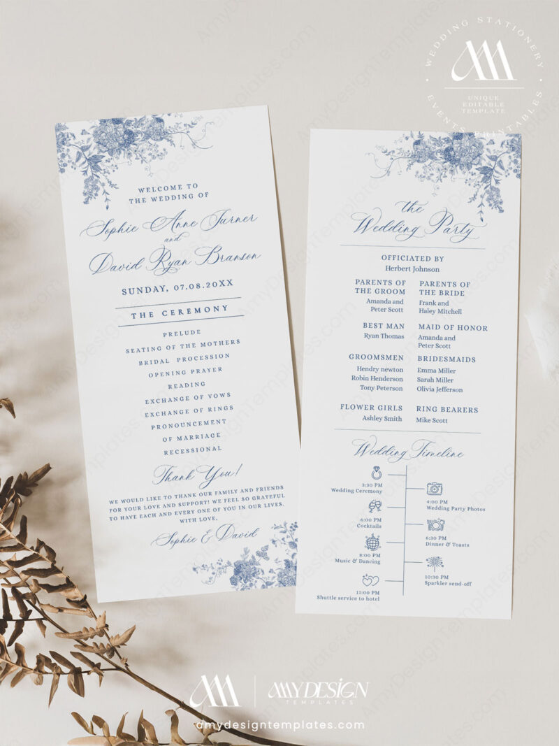 Vintage Wedding Program Template | Wedding Ceremony Program Template ...
