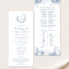 Blue French Floral Wedding Program Template | Wedding Day Timeline | Catholic Church Ceremony Template