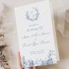 Blue French Floral Wedding Program Template | Wedding Day Timeline | Catholic Church Ceremony Template