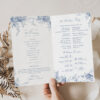 Blue French Floral Wedding Program Template | Wedding Day Timeline | Catholic Church Ceremony Template