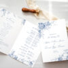 Blue French Floral Wedding Program Template | Wedding Day Timeline | Catholic Church Ceremony Template