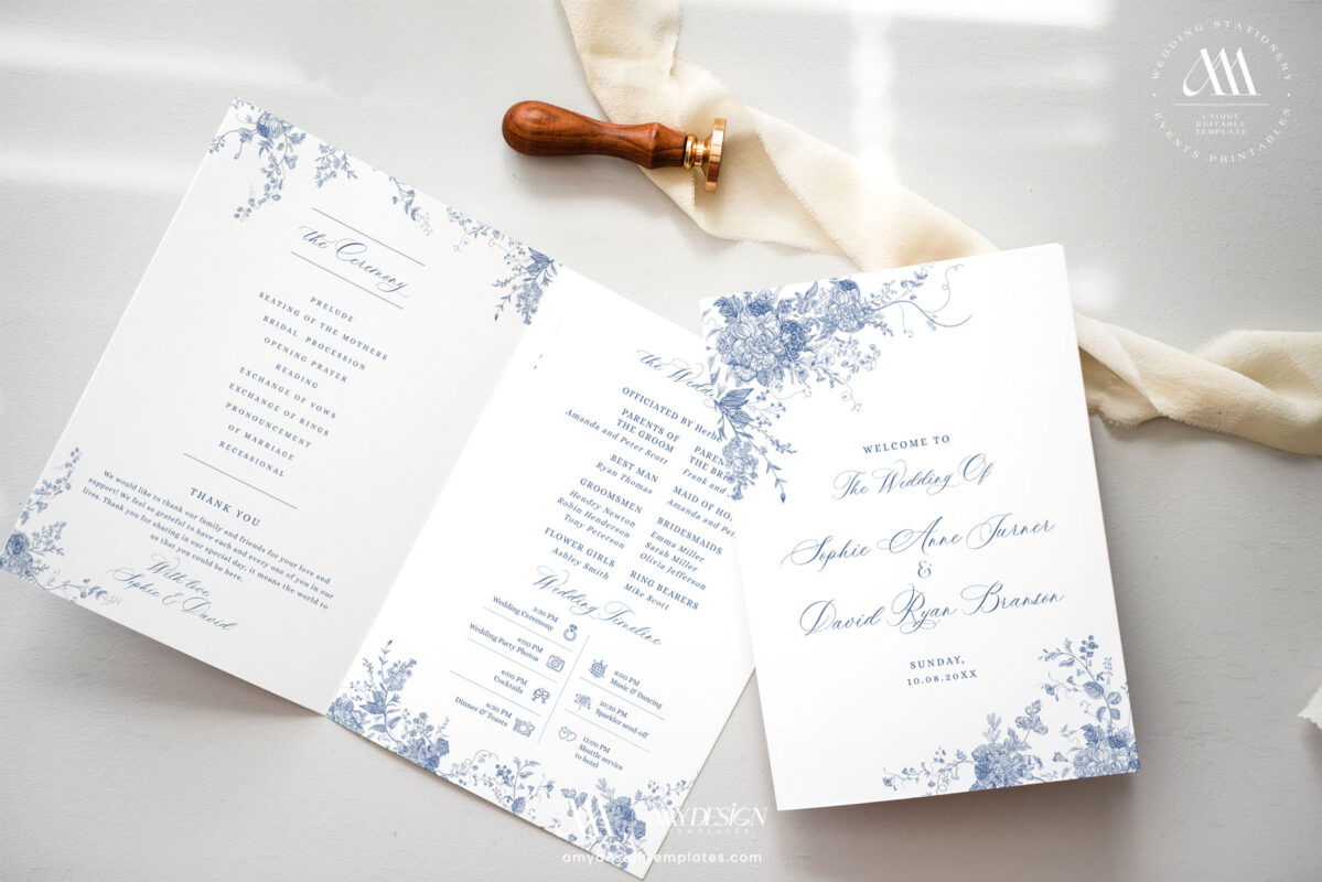 7+ Floral Blue Wedding Programs: Something Blue for the Ceremony What to Include in Your Wedding Program