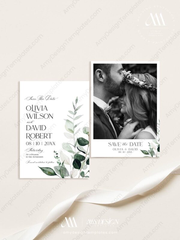 Modern Minimalist Save The Date Template | Eucalyptus Minimal Save the Date Card Printable Modern Minimalist Save The Date Template | Eucalyptus Minimal Save the Date Card Printable