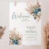 Boho Teal Wedding Welcome Sign Template | Turquoise Wedding Signage Printable E106 Welcome Sign Boho Teal Wedding Template Amy Design 1