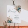 Boho Teal Wedding Welcome Sign Template | Turquoise Wedding Signage Printable E106 Welcome Sign Boho Teal Wedding Template Amy Design 3