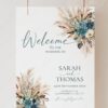 Boho Teal Wedding Welcome Sign Template | Turquoise Wedding Signage Printable E106 Welcome Sign Boho Teal Wedding Template Amy Design 5
