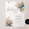 Boho Teal Wedding Welcome Sign Template | Turquoise Wedding Signage Printable E106 Welcome Sign Boho Teal Wedding Template Amy Design 6