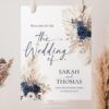 Navy Blue Wedding Welcome Sign Template | Boho Wedding Signage Printable E108 Welcome Sign Navy Blue Wedding Template Amy Design 1