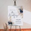 Navy Blue Wedding Welcome Sign Template | Boho Wedding Signage Printable E108 Welcome Sign Navy Blue Wedding Template Amy Design 4