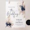 Navy Blue Wedding Welcome Sign Template | Boho Wedding Signage Printable E108 Welcome Sign Navy Blue Wedding Template Amy Design 6