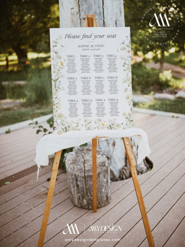 Alternative view of Seating Charts For Wedding Reception Template | Boho Cream Floral