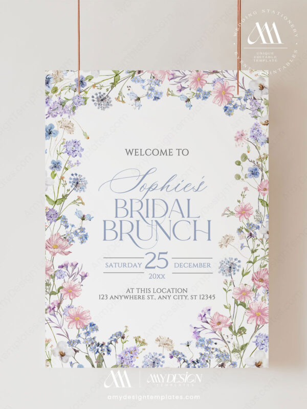 Pastel Floral Bridal Brunch Welcome Sign Template | Shower Brunch Welcome Signage