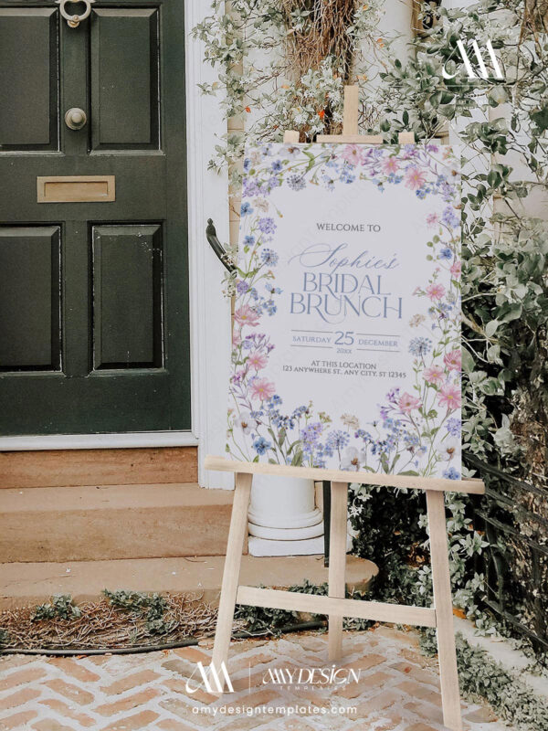 Pastel Floral Bridal Brunch Welcome Sign Template | Shower Brunch Welcome Signage