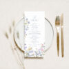 Pastel Floral Menu Template | Personalized Wedding Menu Template | Wildflower Shower Brunch Menu