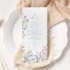 Wildflower Bridal Brunch Invitation Bundle | Pastel Flowers Bridal Shower Brunch Invite Template Editable Pastel Floral Menu Template | Personalized Wedding Menu Template | Wildflower Shower Brunch Menu