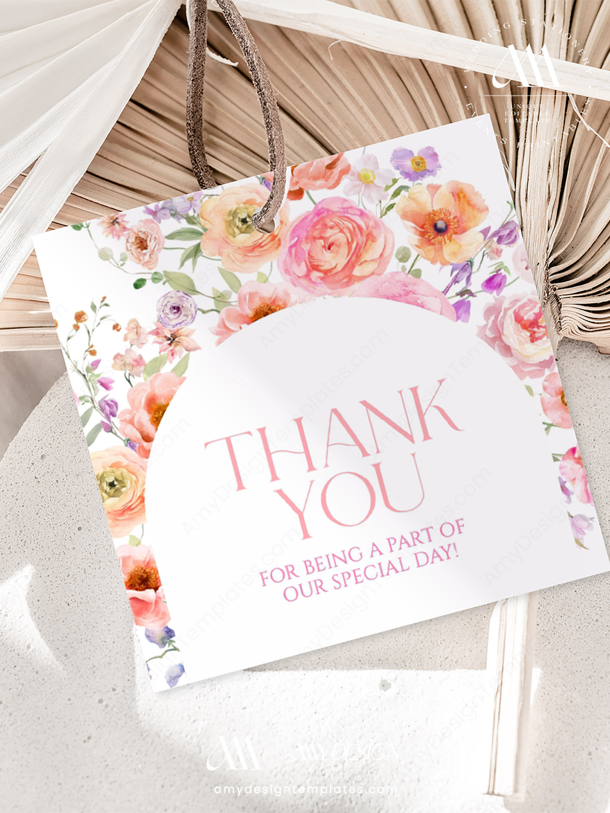 Colorful Favor Tags Template | Floral Wedding Shower Thank You Tag | Birthday Party Tags | Personalized Tags
