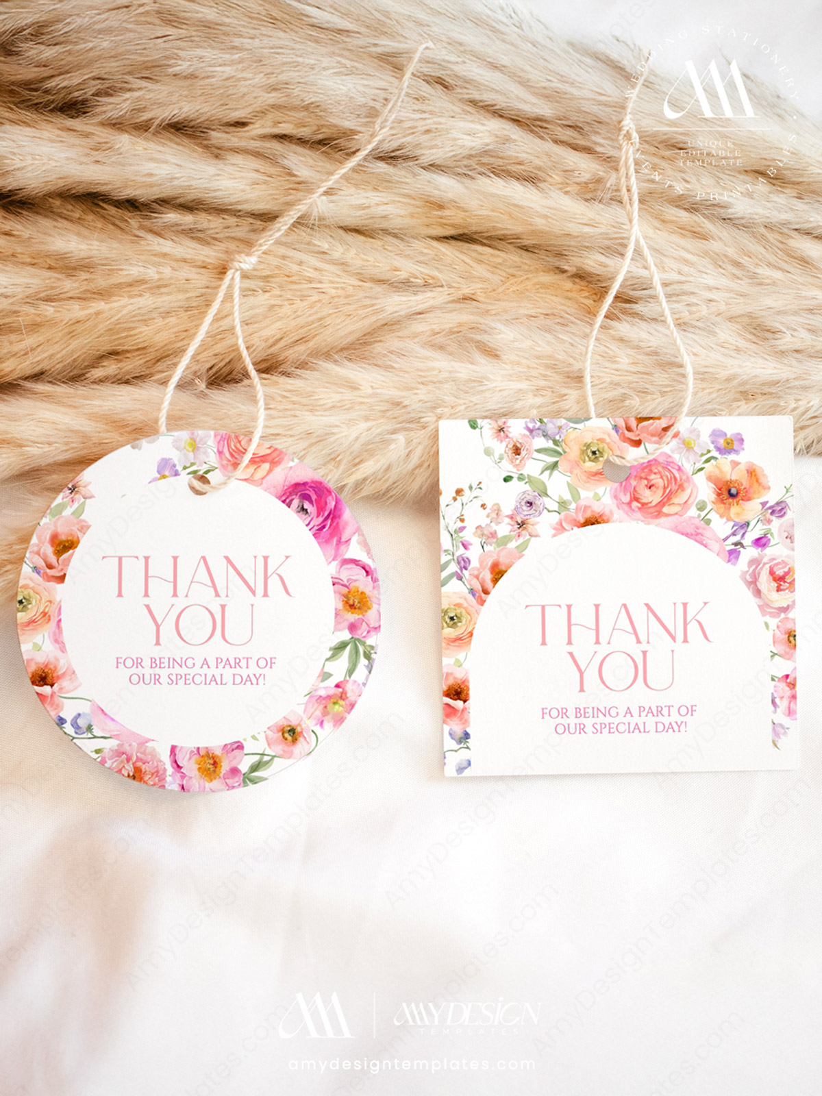 Colorful Favor Tags Template | Floral Wedding Shower Thank You Tag | Birthday Party Tags | Personalized Tags